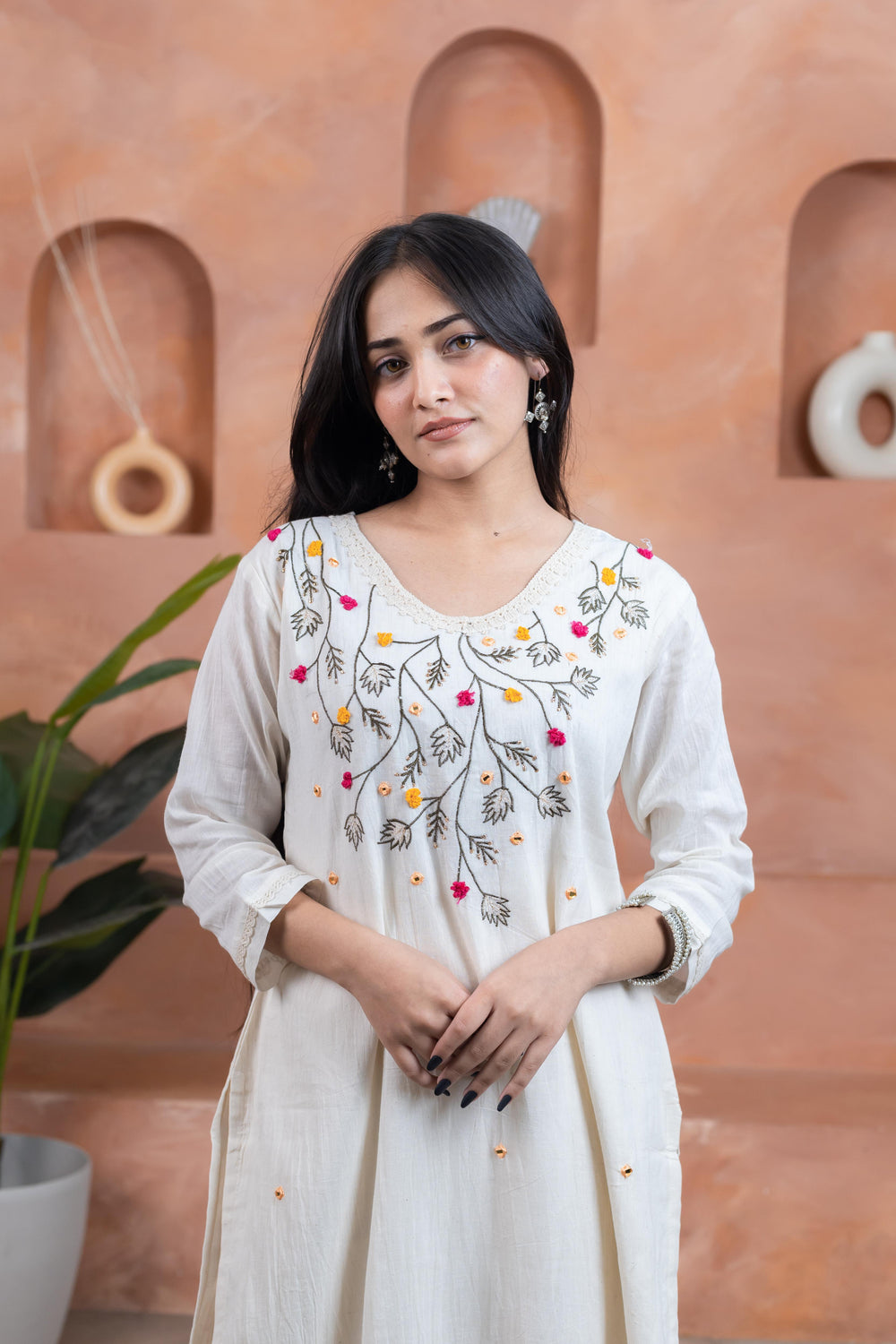 Simple Elegance Beige Kurti - Artyaah