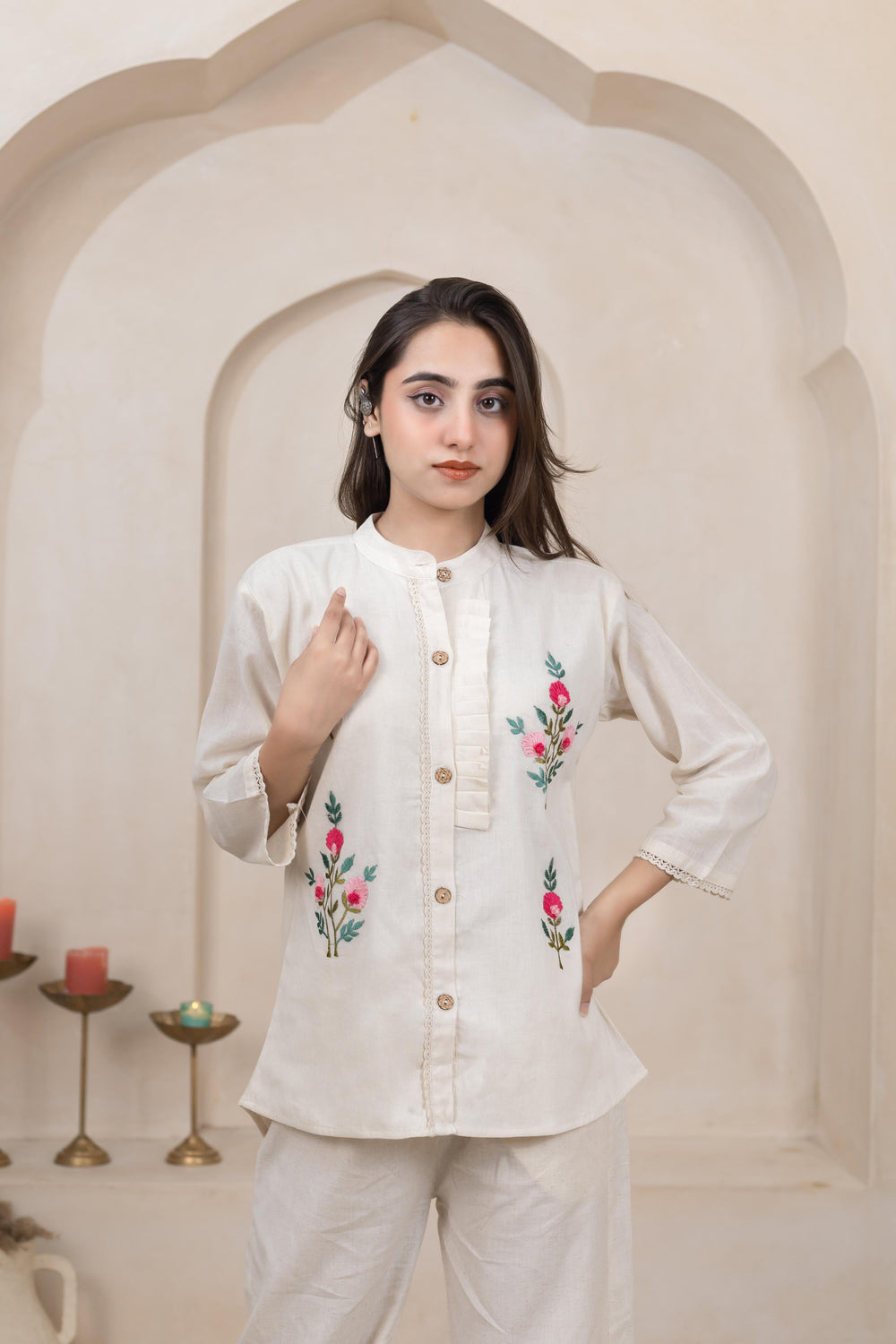 Elegant Touch Handwork Shirt - Artyaah
