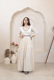 Beige Beauty Khadi Cotton Long Dress - Artyaah
