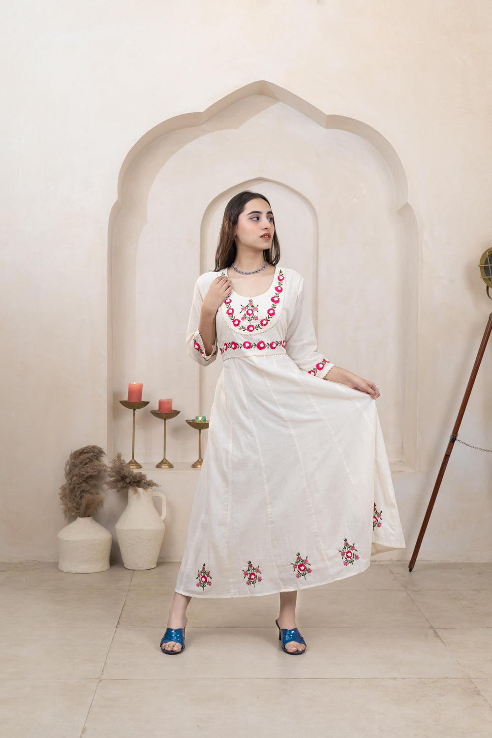 Everyday Wear Beige Long Dress - Artyaah