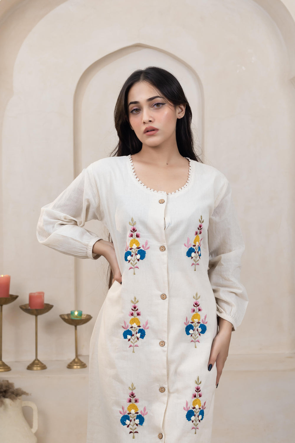 Classic Beige Kurti - Artyaah