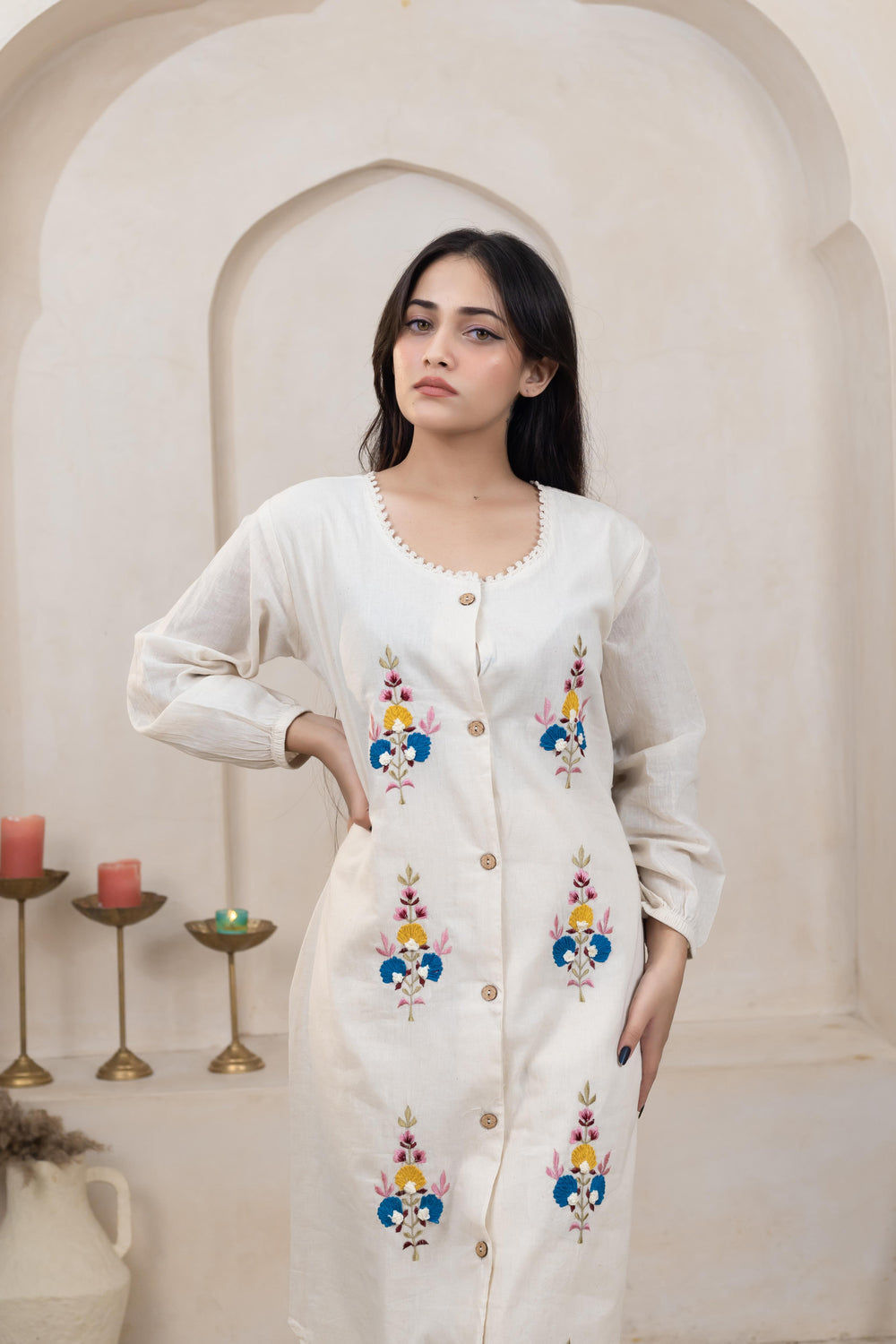 Classic Beige Kurti - Artyaah