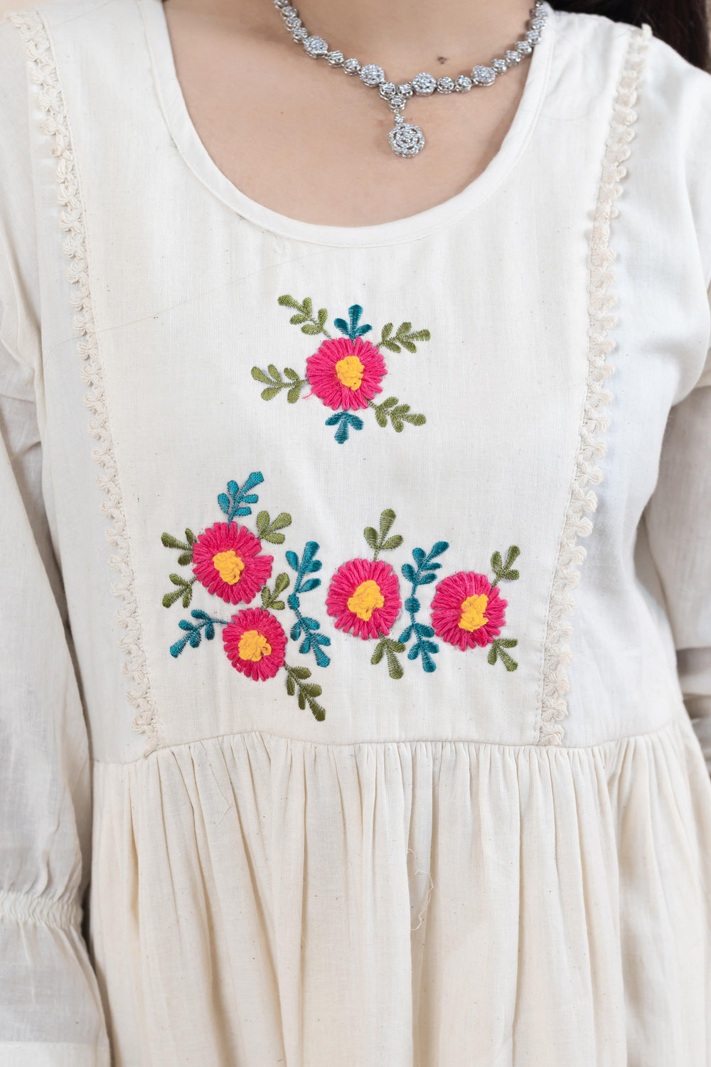 Stylish Beige Long Dress - Artyaah