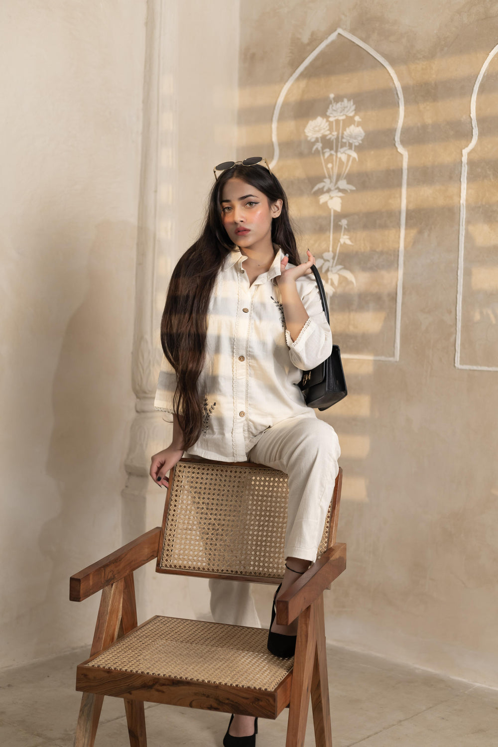 Beige Charm Hand Embroidered Shirt - Artyaah