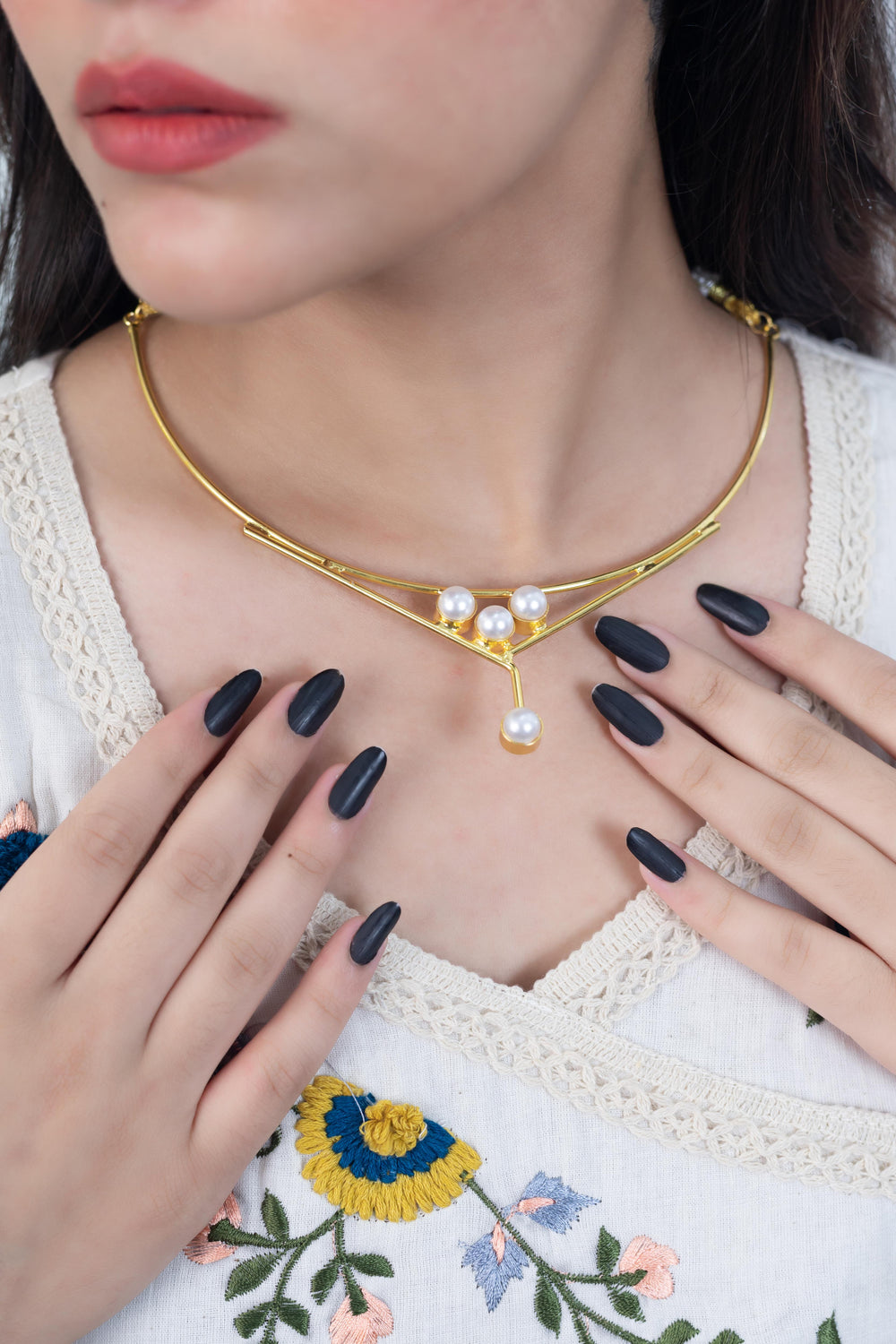 Designer Gold Plated Necklace Set - Artyaah