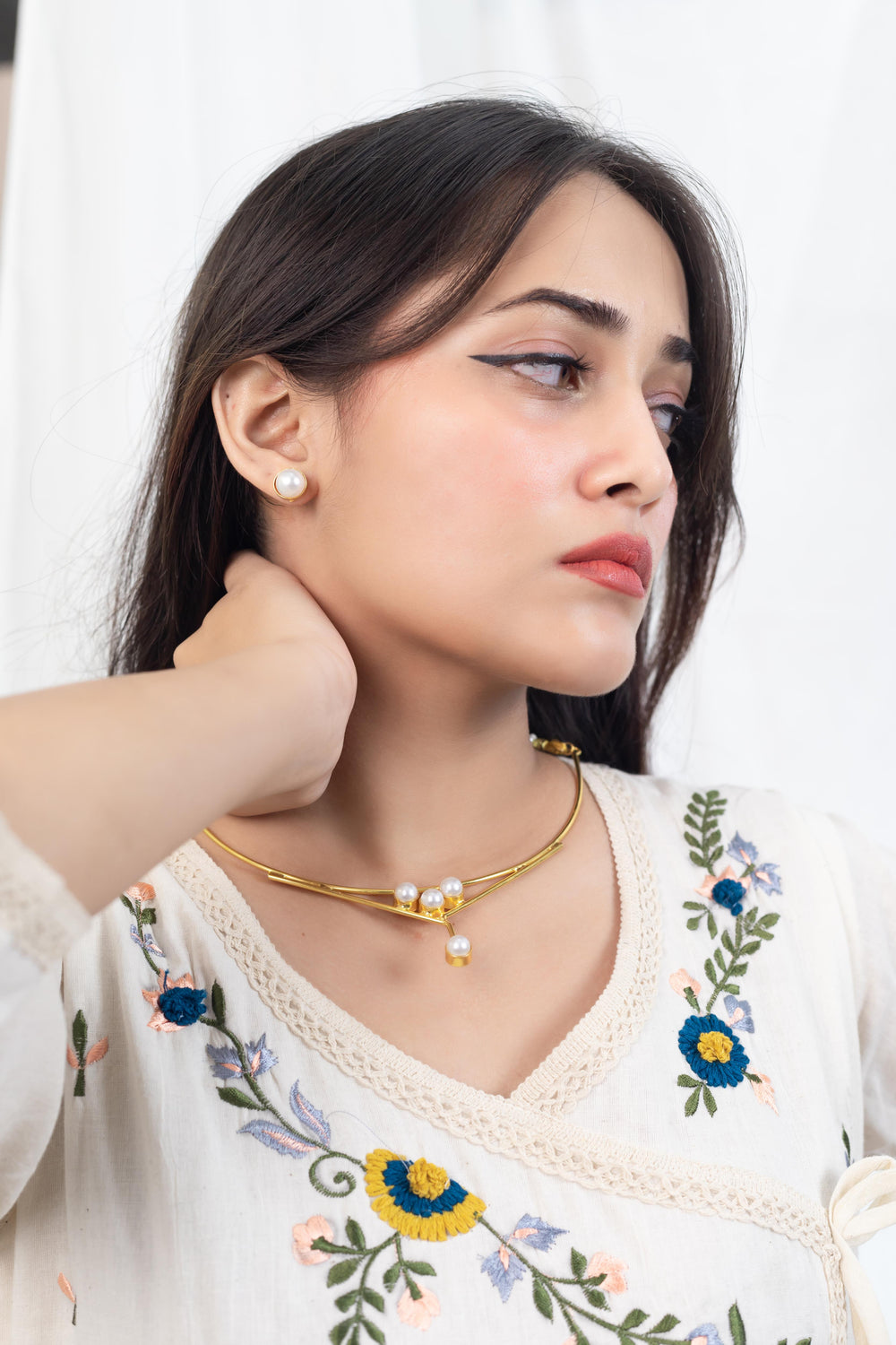 Designer Gold Plated Necklace Set - Artyaah