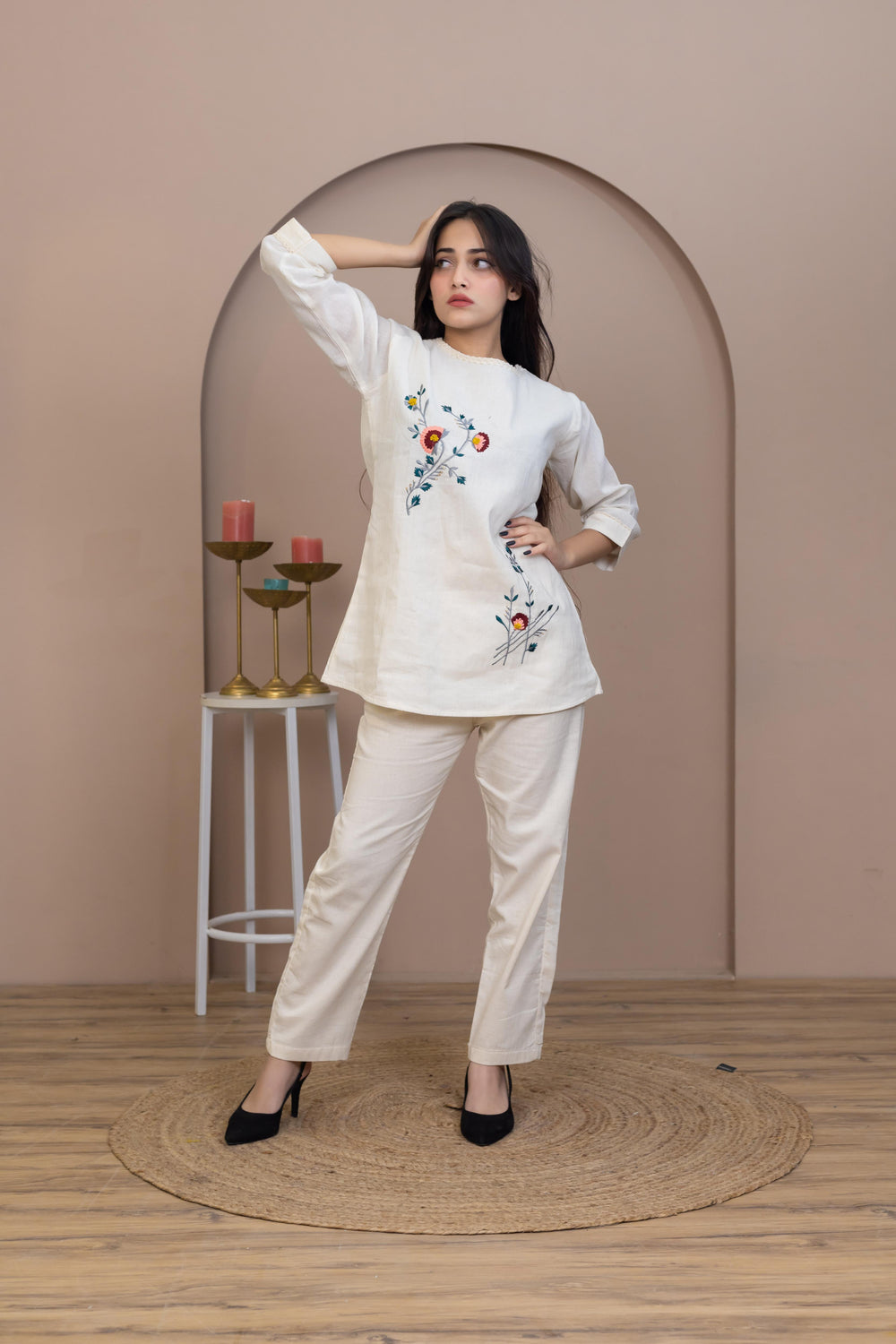 Trending Beige Harmony Co-Ord Set - Artyaah