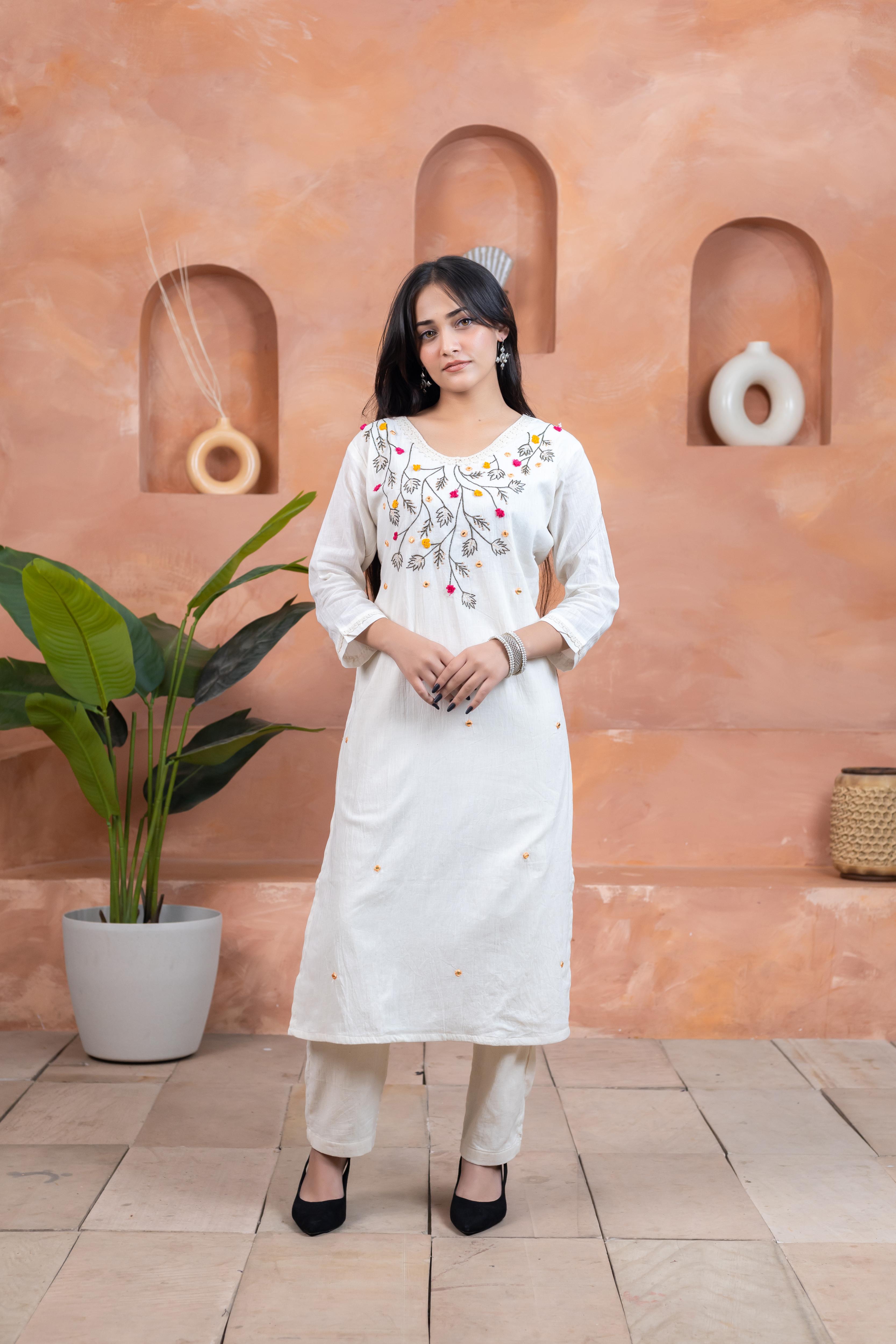 Simple Elegance Beige Kurti - Artyaah