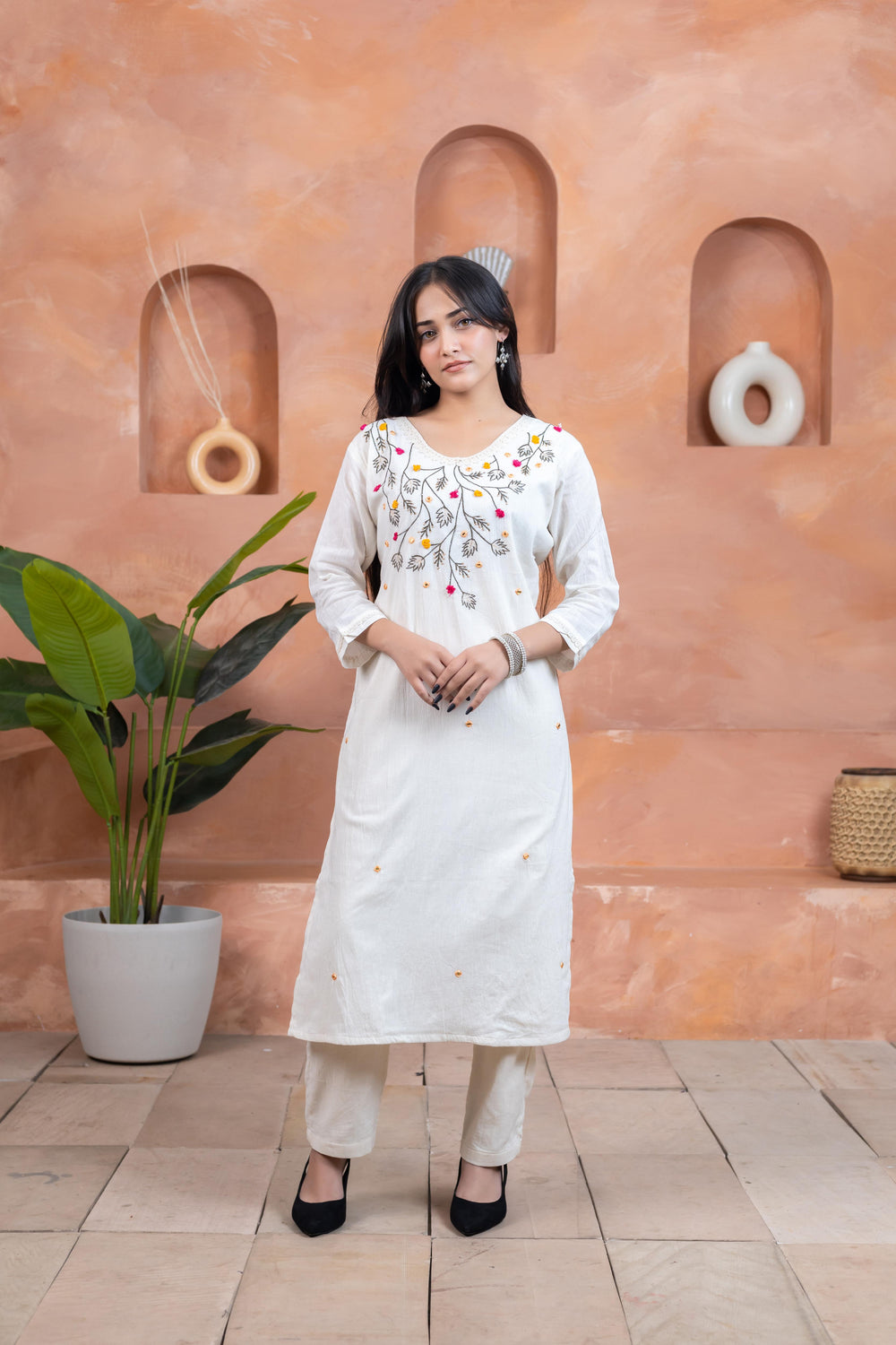 Simple Elegance Beige Kurti - Artyaah