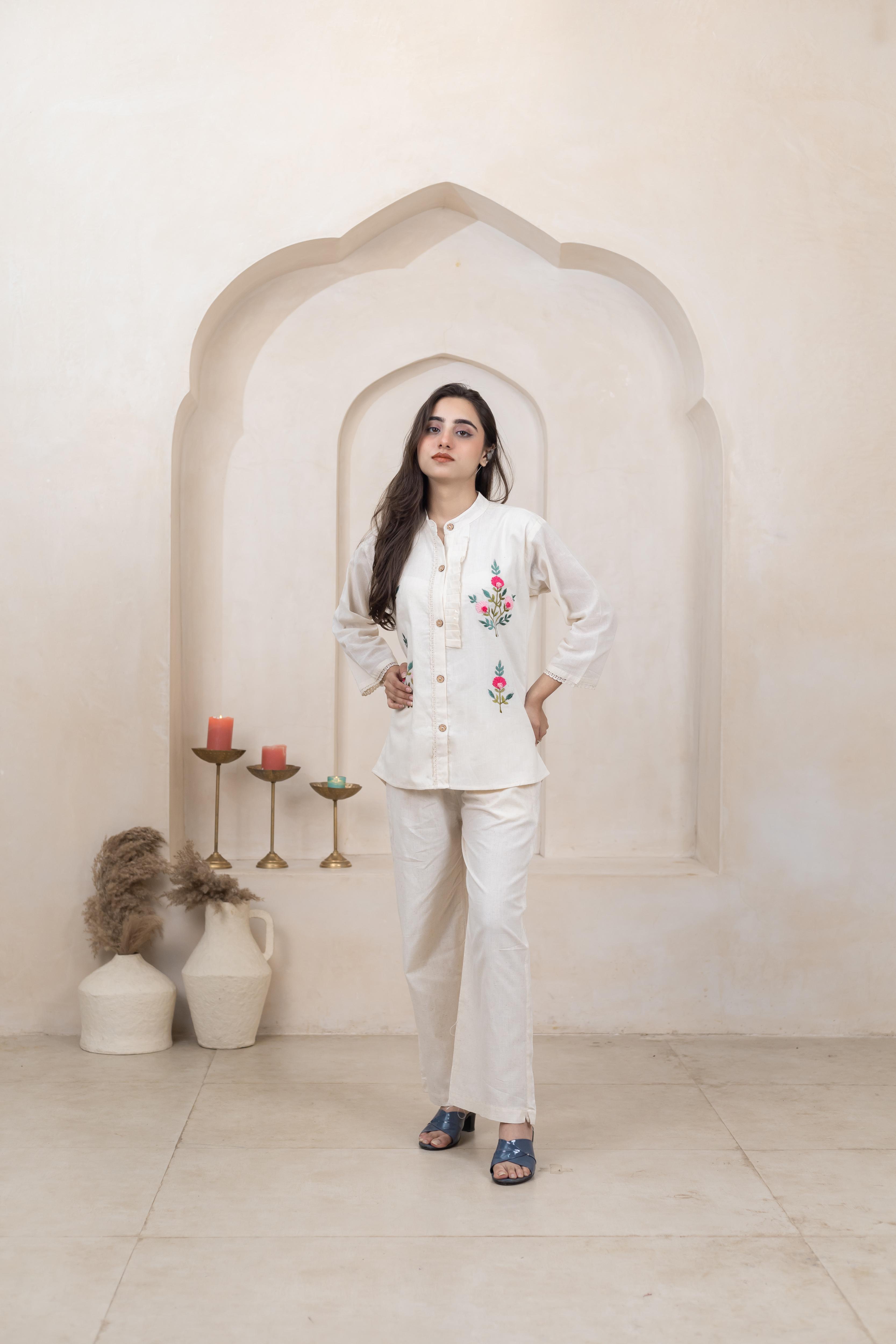 Elegant Touch Handwork Shirt - Artyaah