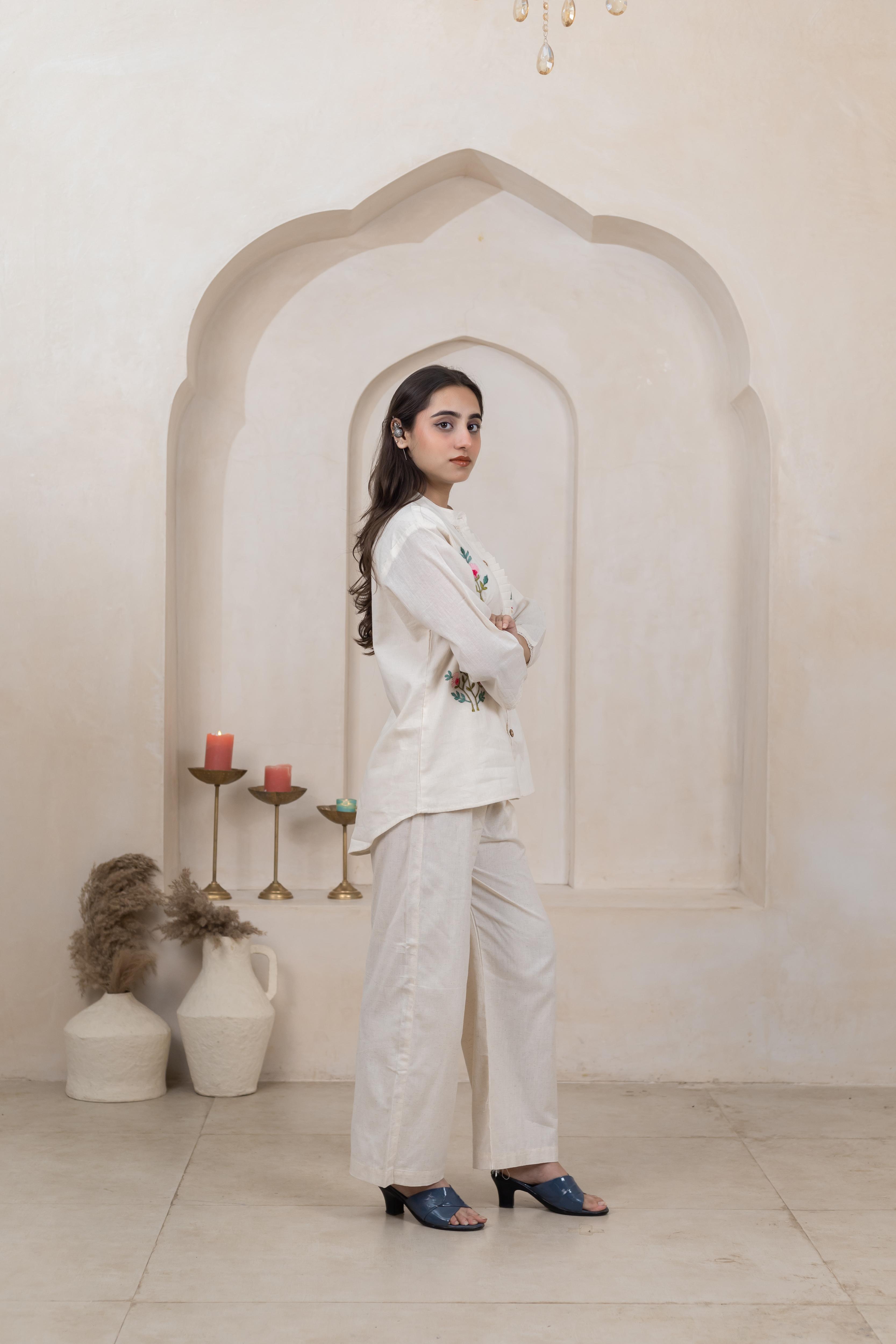 Elegant Touch Handwork Shirt - Artyaah
