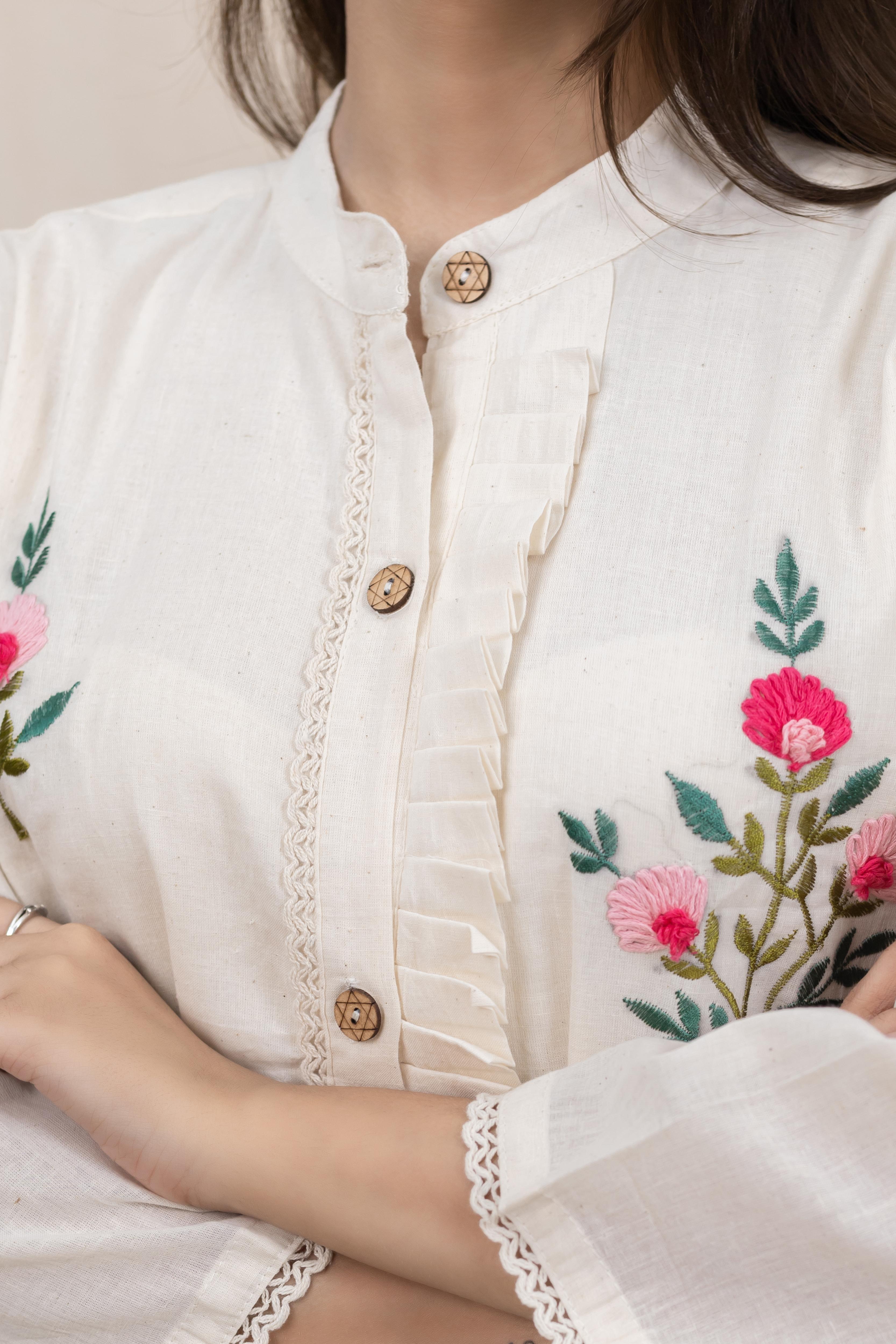 Elegant Touch Handwork Shirt - Artyaah