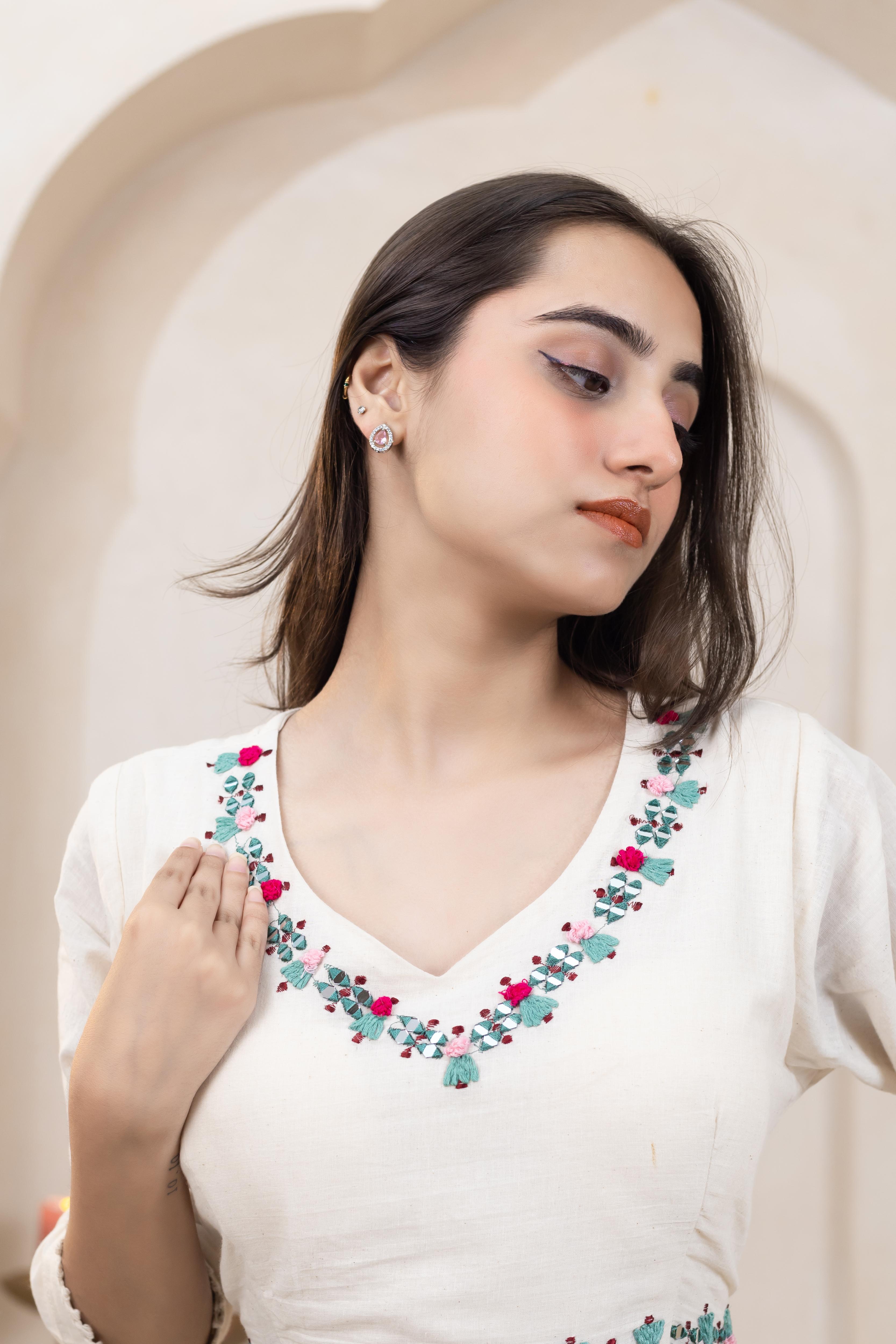 Beige Beauty Khadi Cotton Long Dress - Artyaah