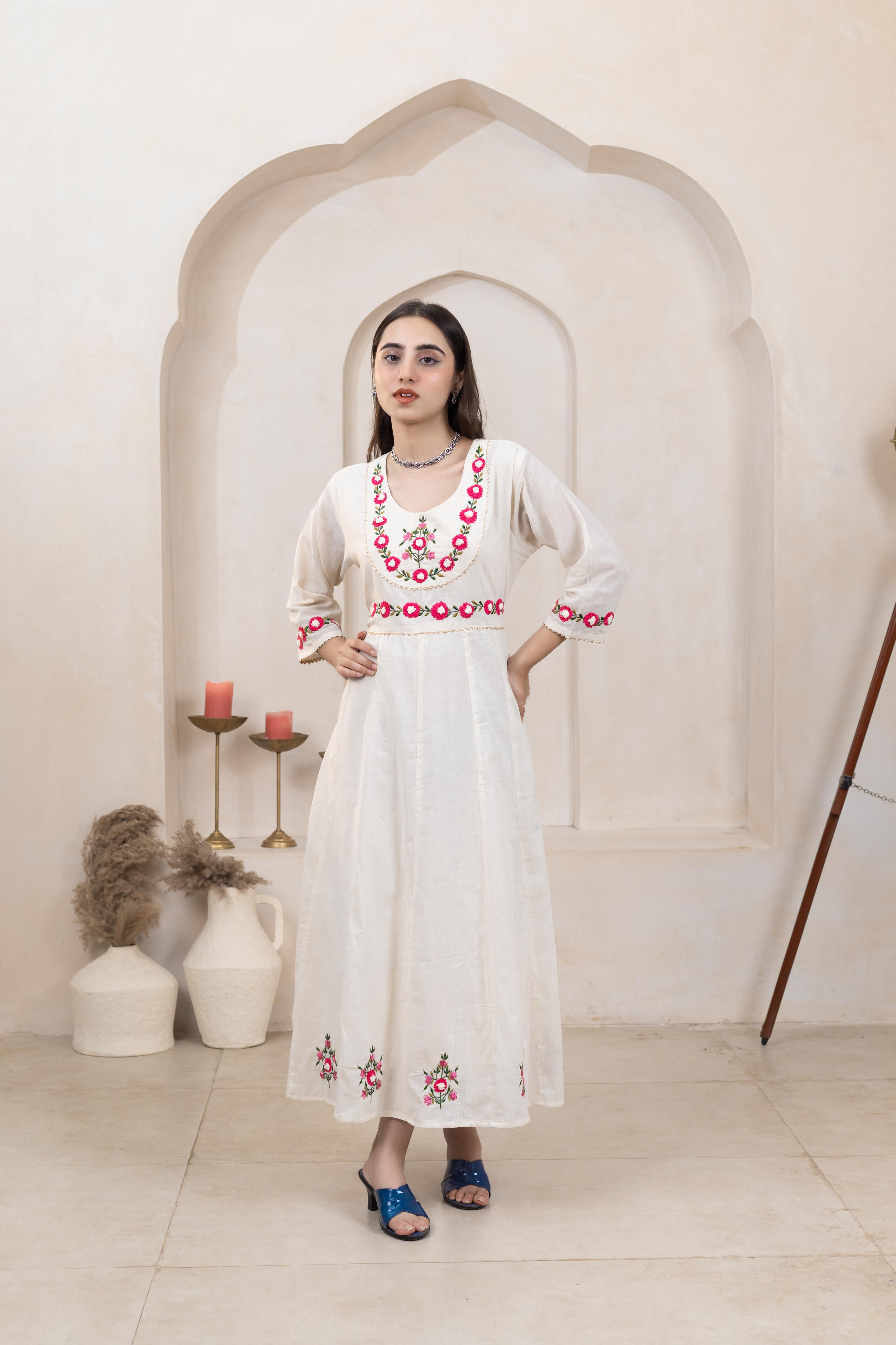 Everyday Wear Beige Long Dress - Artyaah