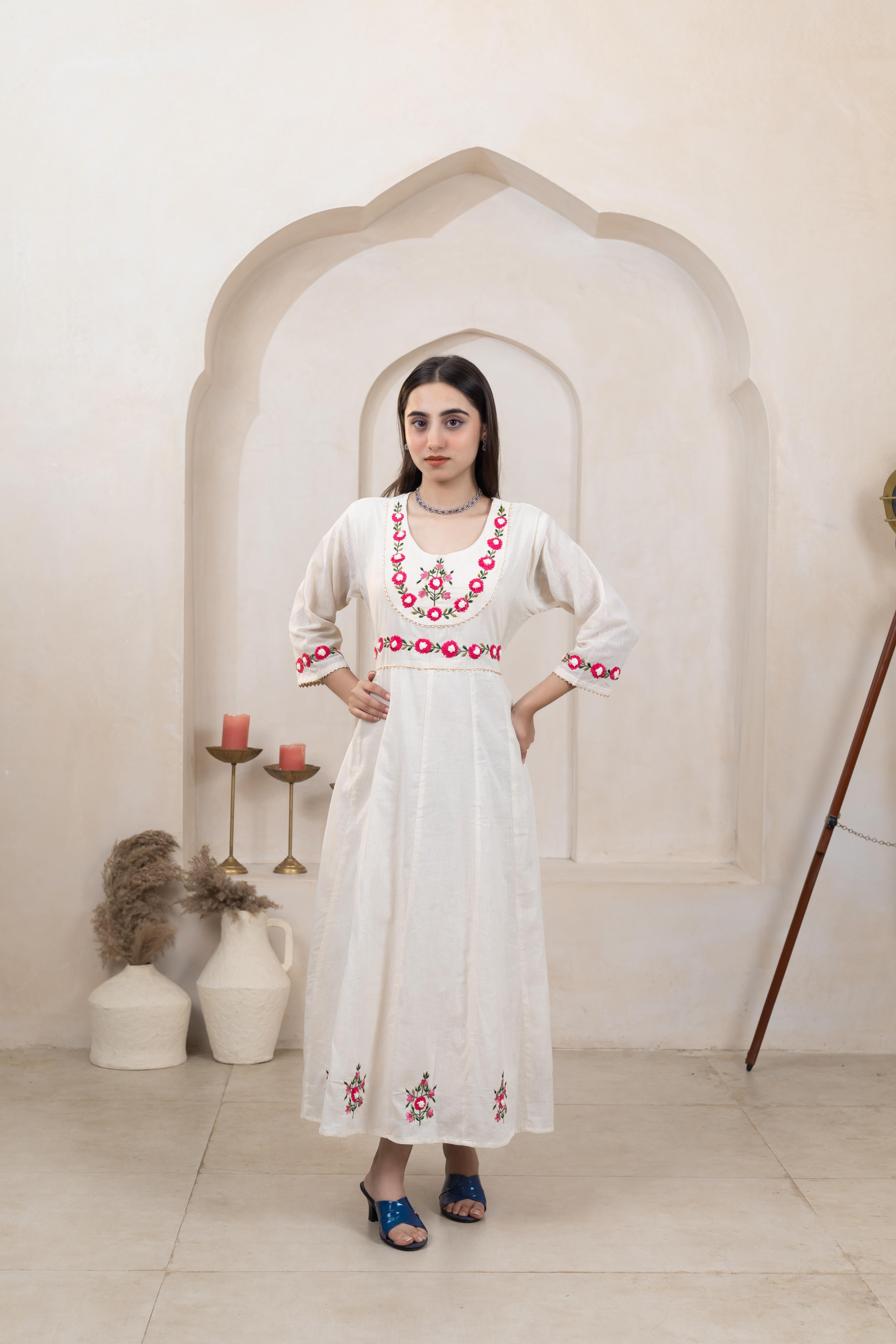 Everyday Wear Beige Long Dress - Artyaah