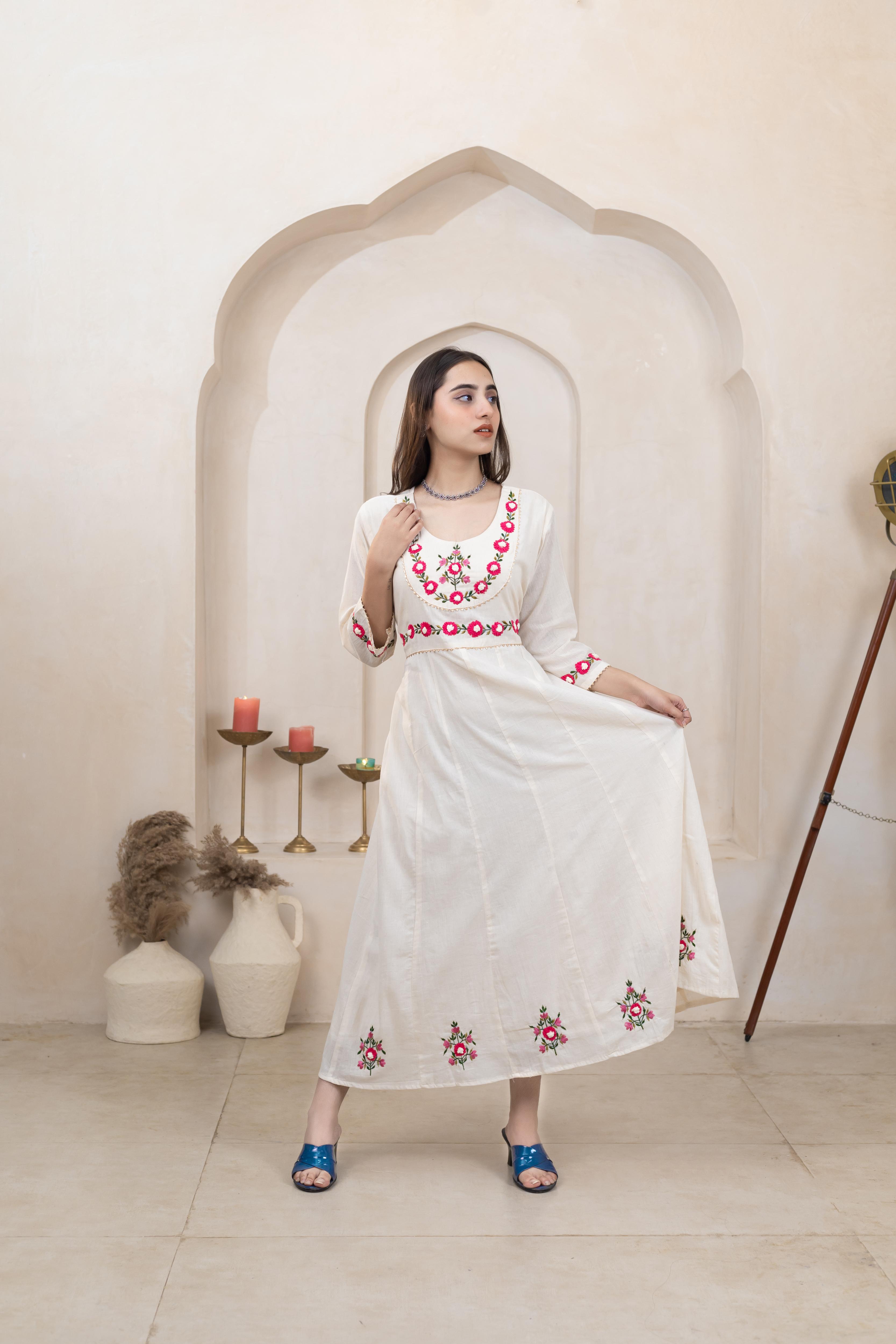 Everyday Wear Beige Long Dress - Artyaah