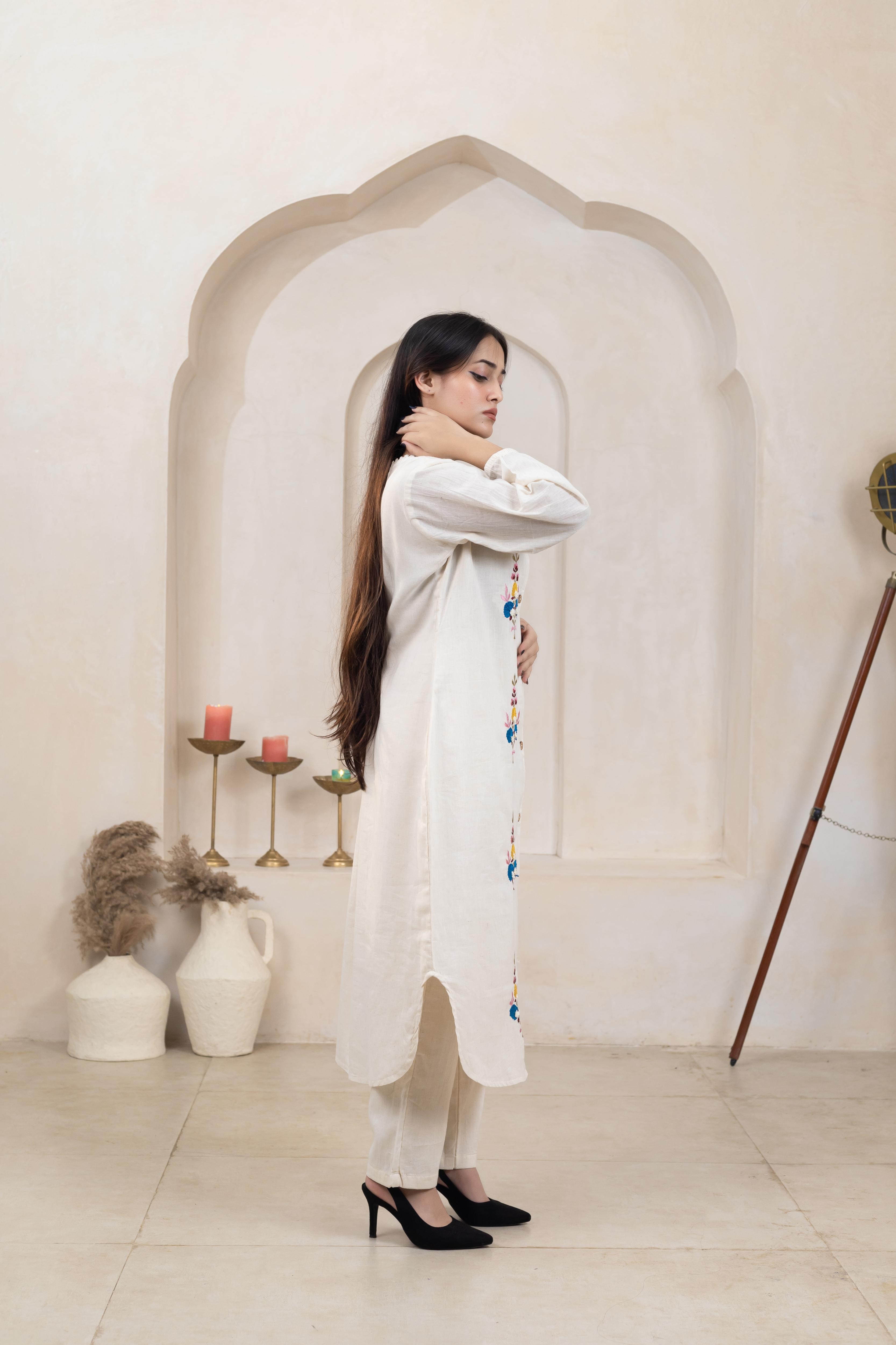 Classic Beige Kurti - Artyaah