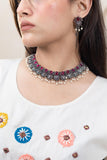 Royal Silver Red Necklace Set - Artyaah