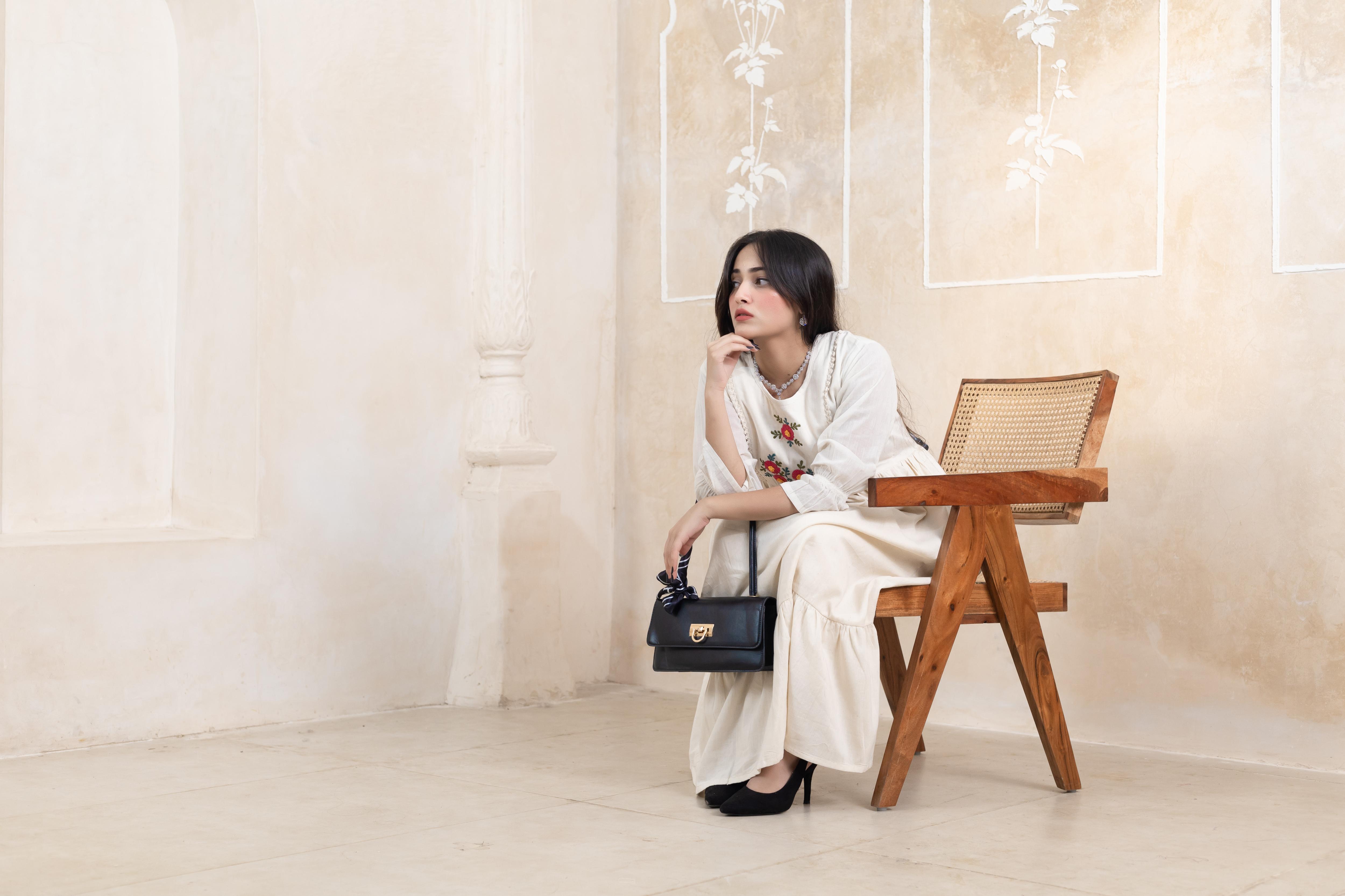 Stylish Beige Long Dress - Artyaah