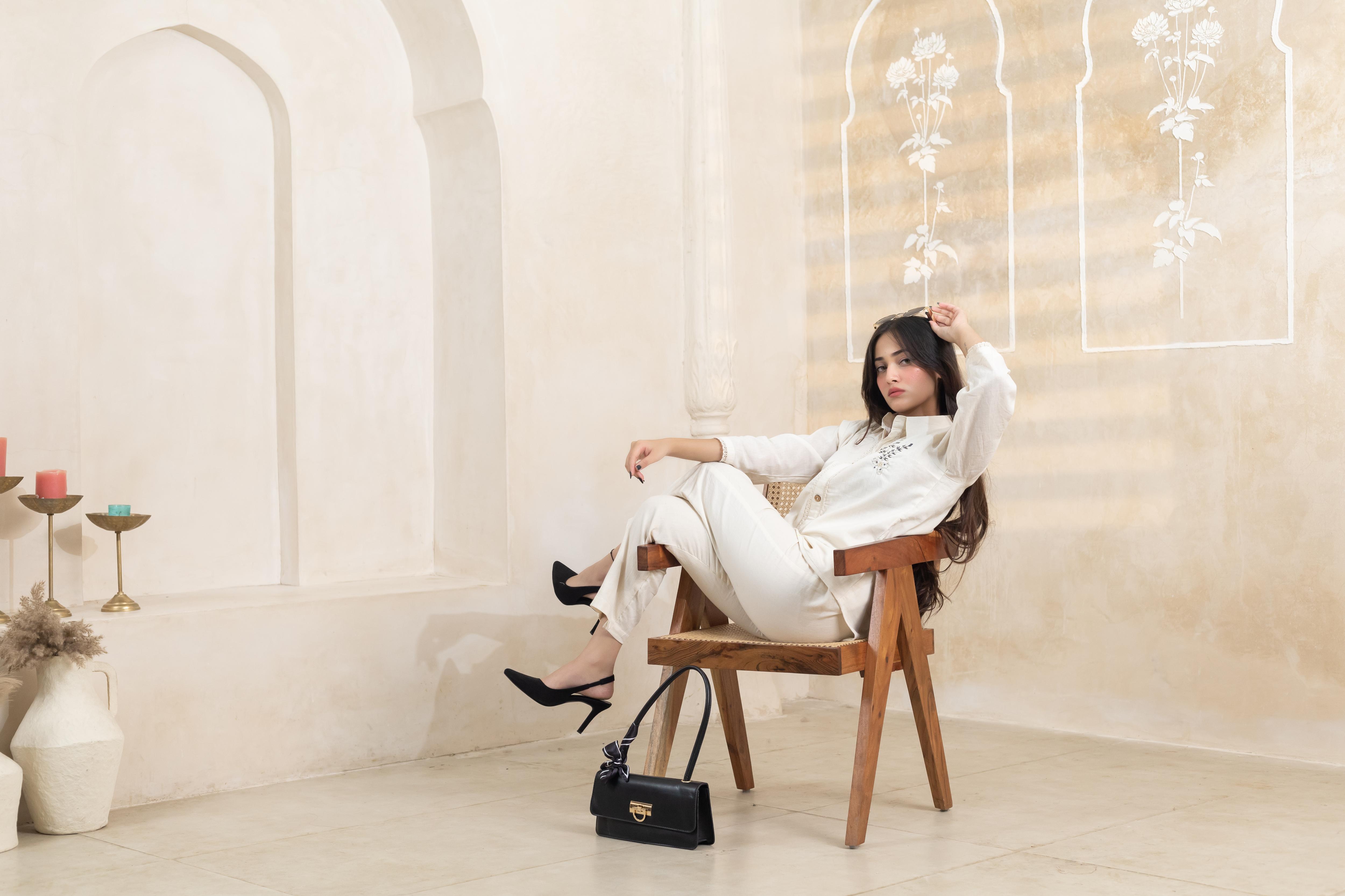 Beige Charm Hand Embroidered Shirt - Artyaah