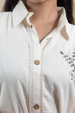 Beige Charm Hand Embroidered Shirt - Artyaah