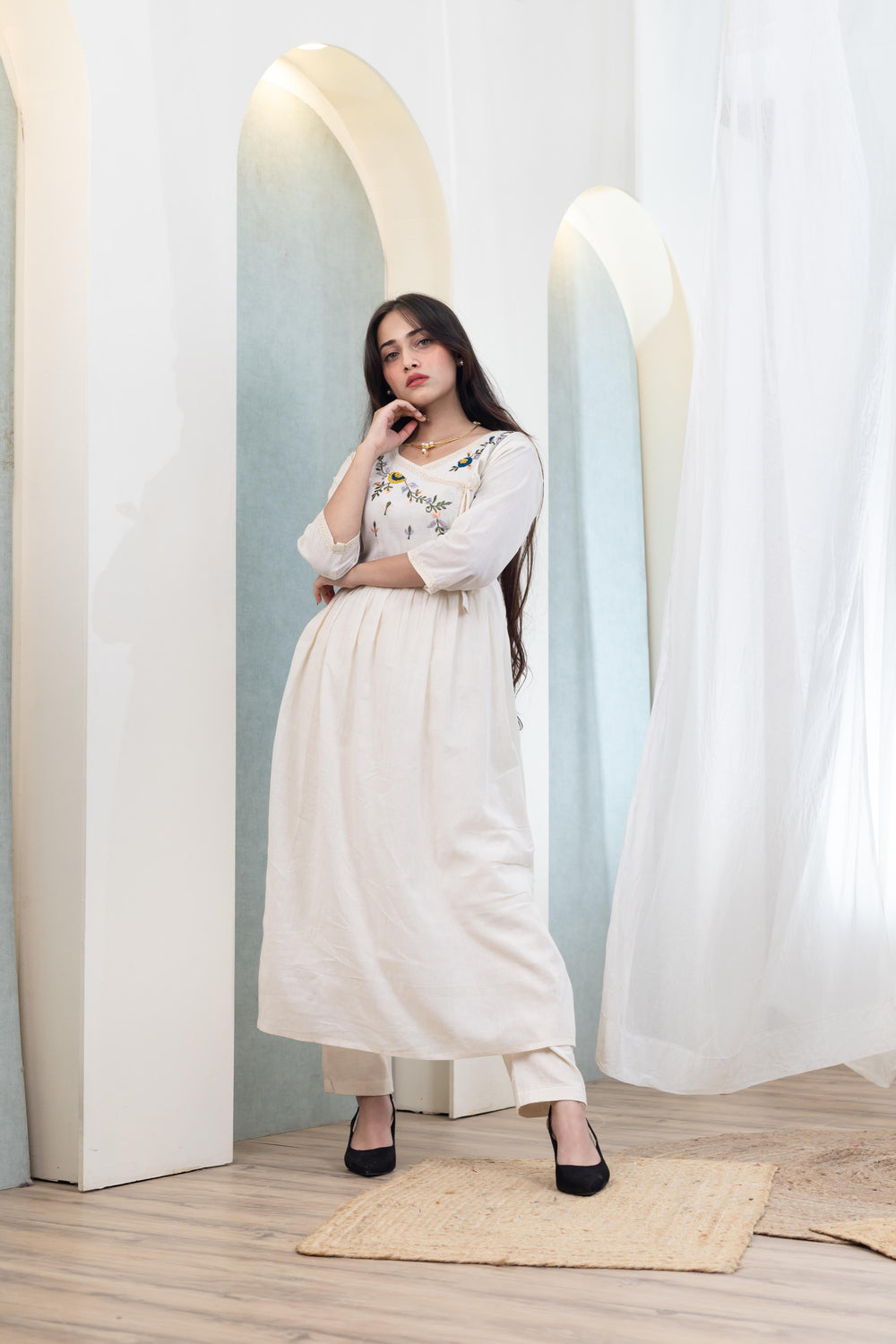 Beige Comfort Long Dress - Artyaah