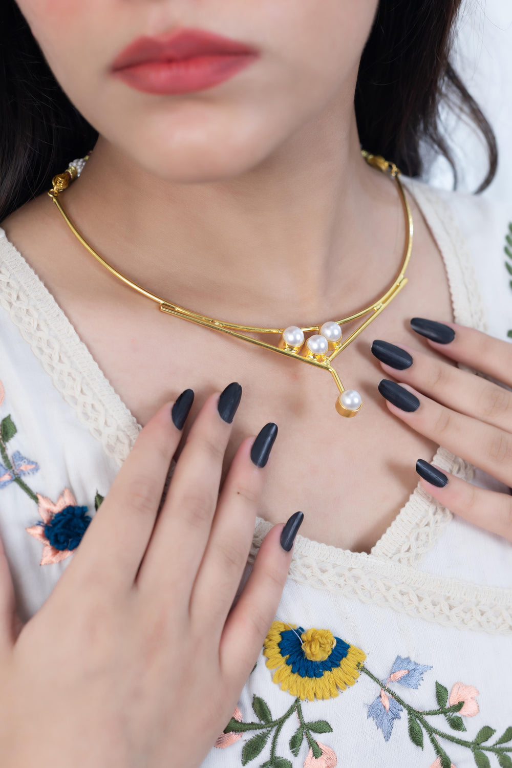 Designer Gold Plated Necklace Set - Artyaah