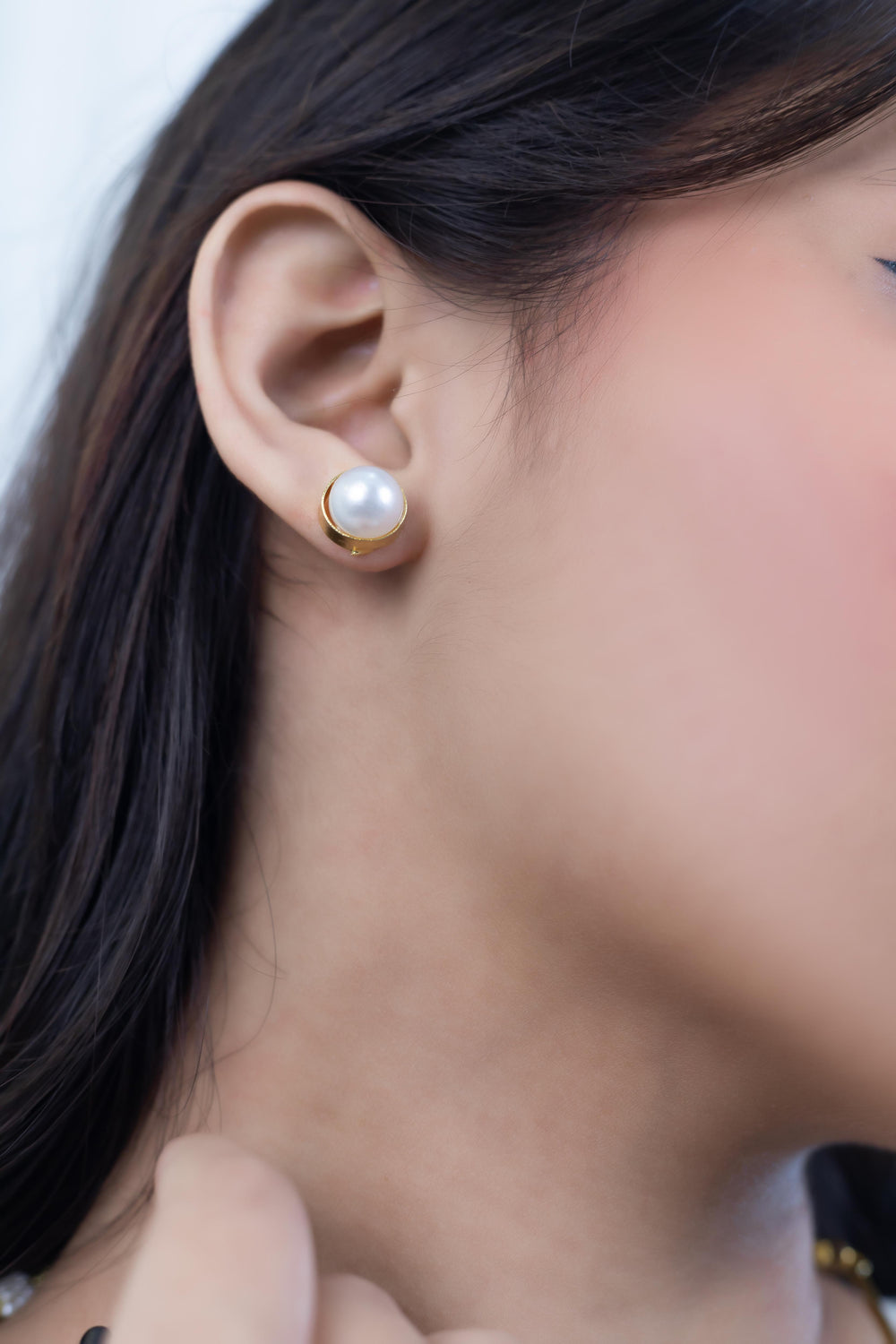 Gold Plated Pearl Arc Necklace Set - Artyaah