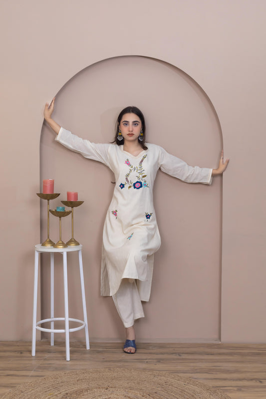 Beige Whisper Kurti - Artyaah