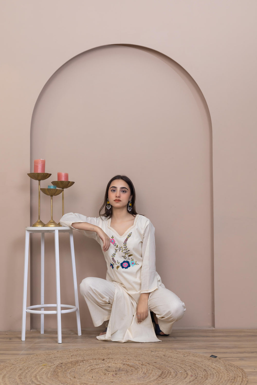 Beige Whisper Kurti - Artyaah