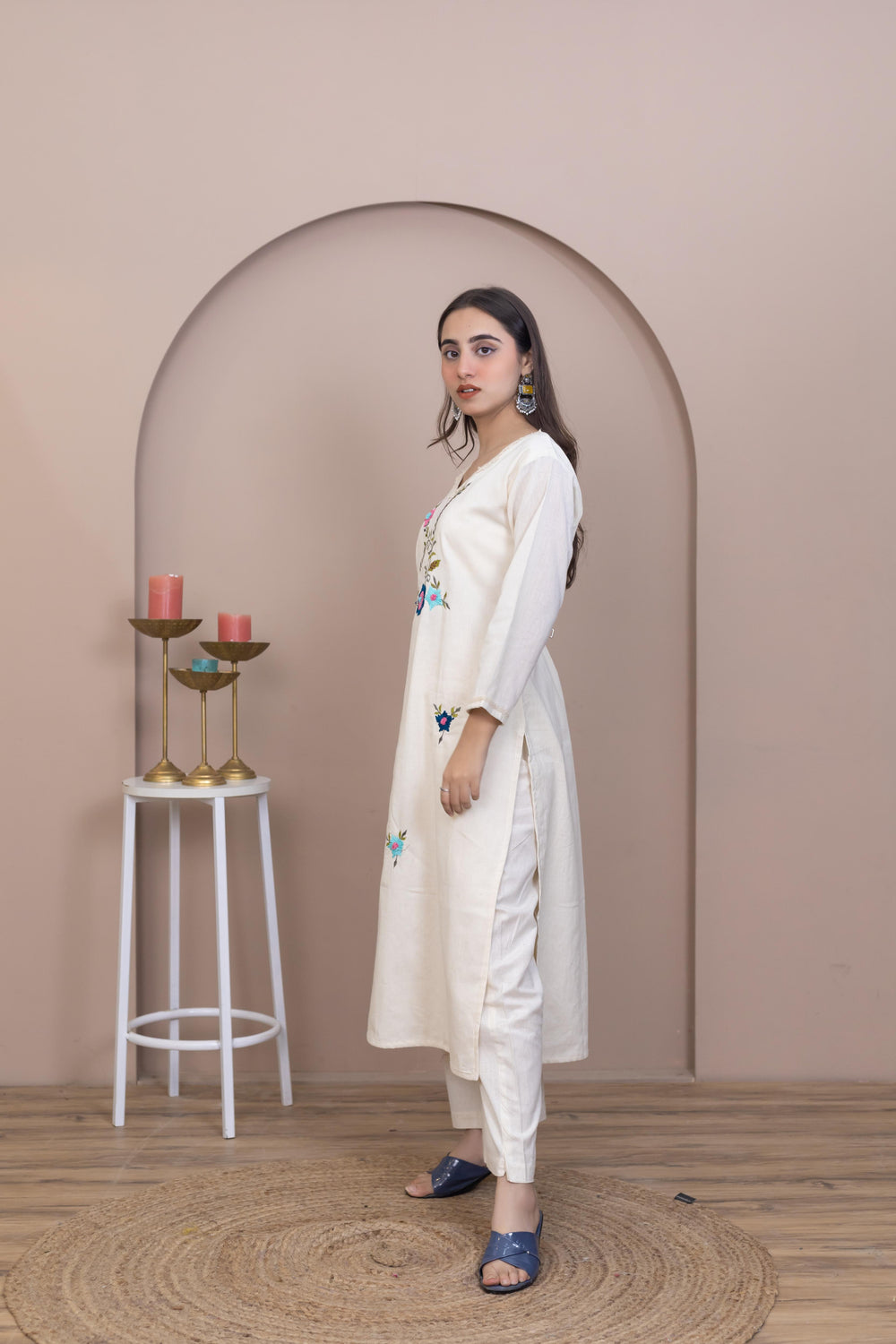 Beige Whisper Kurti - Artyaah
