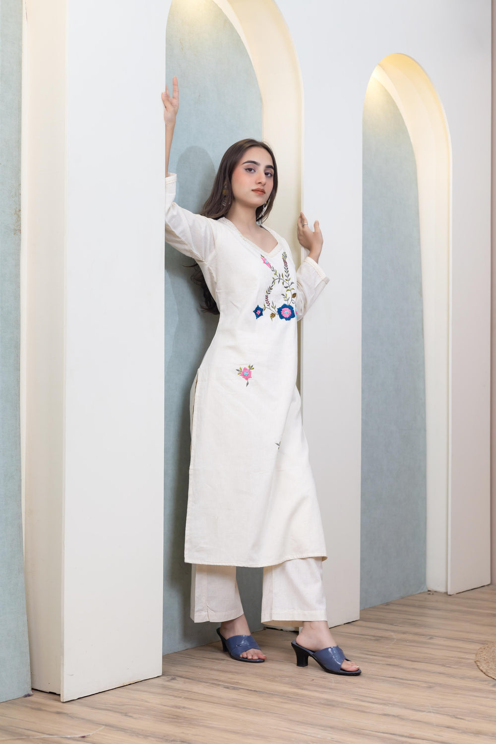 Beige Whisper Kurti - Artyaah